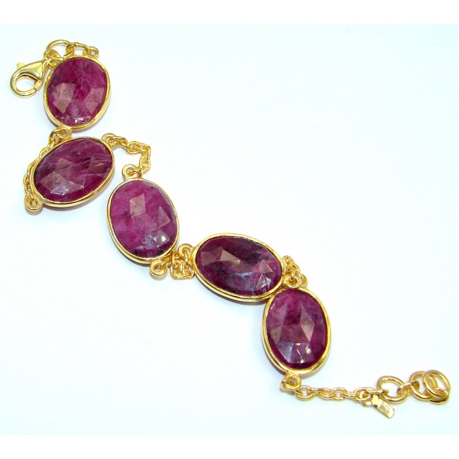 Flawless Passion Red Ruby Gold Rhodium plated over Sterling Silver Bracelet