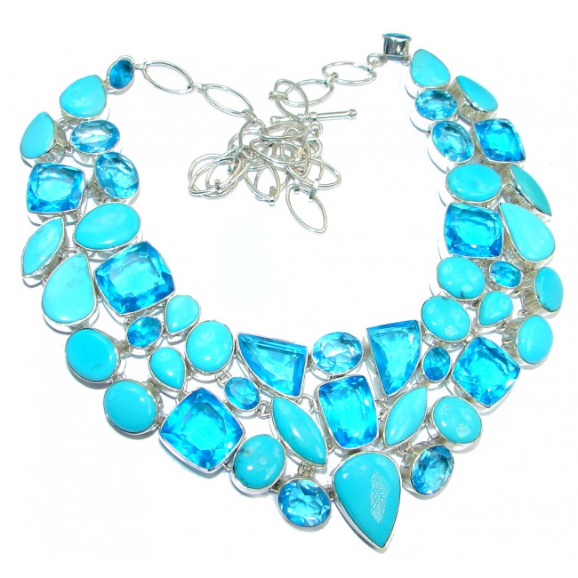 Jumbo Aura Of Beauty natural Sleeping Beauty Turquoise Sterling Silver handmade Necklace