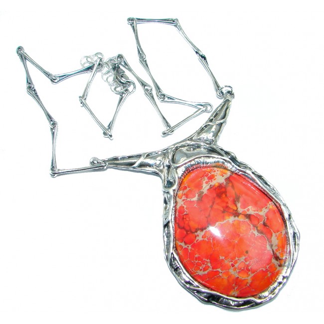 Emily Orange Sea Sediment Jasper oxidized Sterling Silver handmade necklace