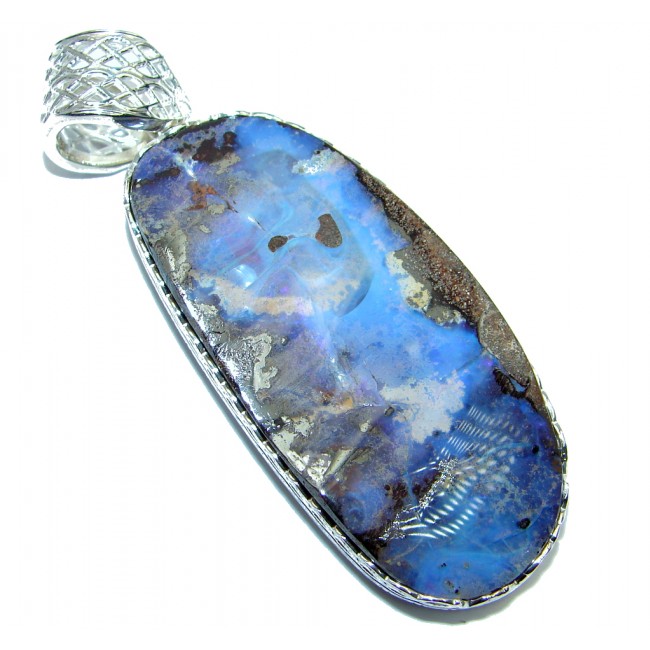 Authentic Natural Australian Boulder Opal Sterling Silver handmade Pendant