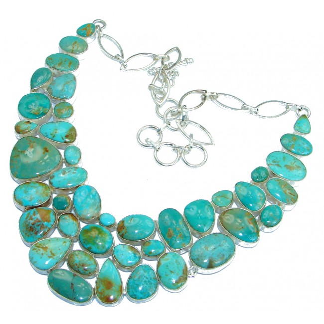 Huge Gallery Masterpiece Blue genuine Carico Lake Turquoise .925 Sterling Silver necklace
