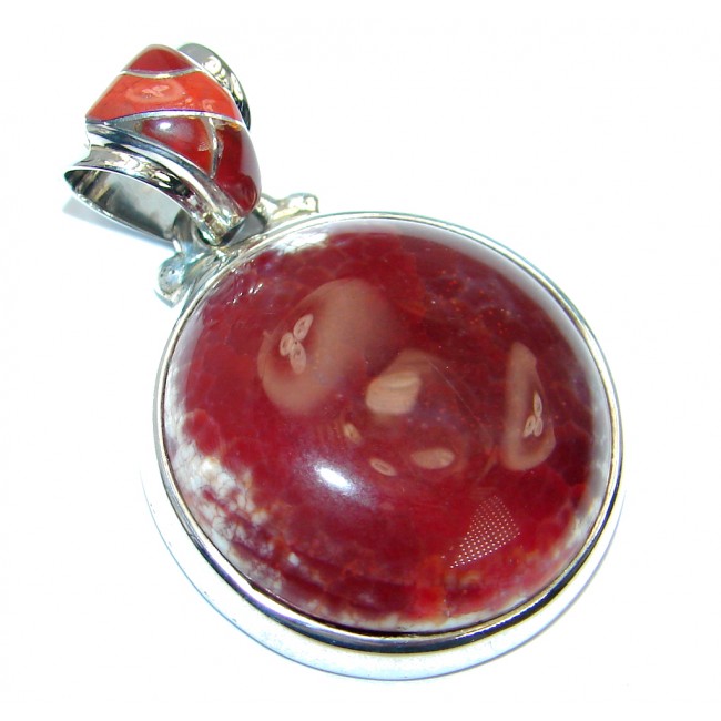 Authentic Mexican Fire Agate Sterling Silver handmade Pendant