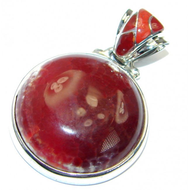 Authentic Mexican Fire Agate Sterling Silver handmade Pendant