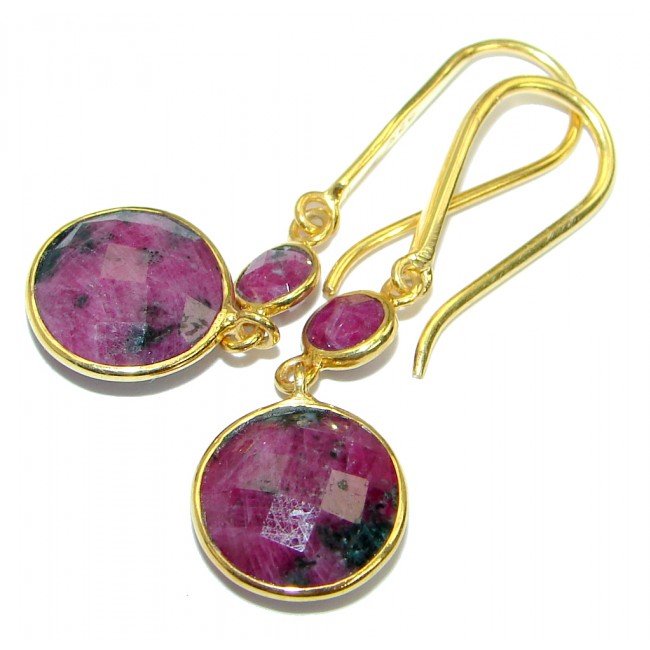 Trendy Ruby Gold plated over .925 Sterling Silver handmade earrings