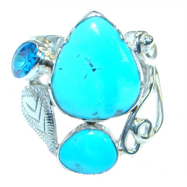 Sleeping Beauty Turquoise Sterling Silver Ring size 7 3/4