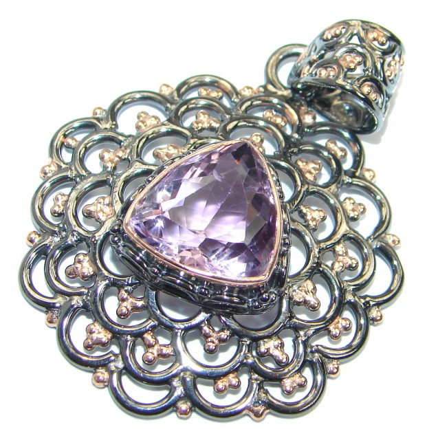 Great Silverwork Amethyst Rose Gold plated over .925 Sterling Silver handmade Pendant