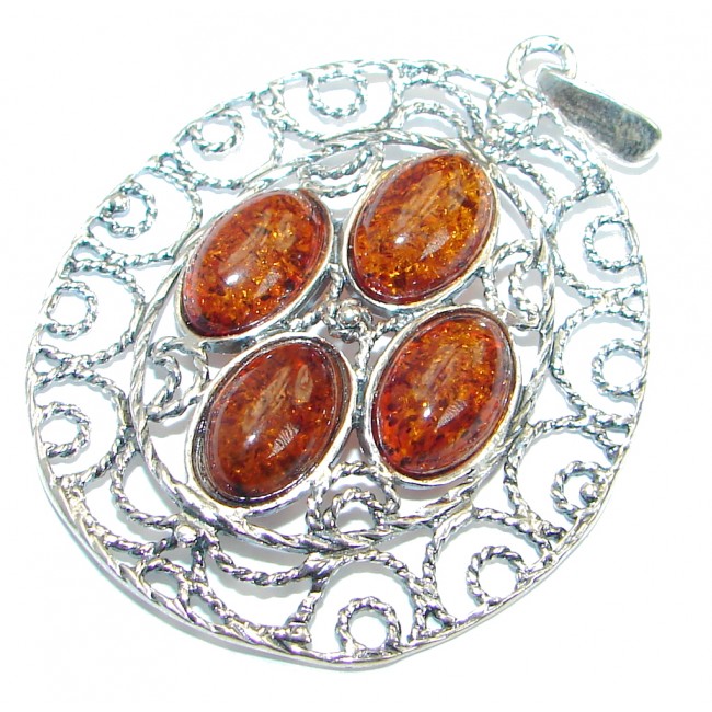 Genuine Baltic Polish Amber Sterling Silver handcrafted pendant