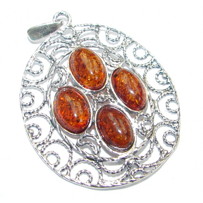 Genuine Baltic Polish Amber Sterling Silver handcrafted pendant