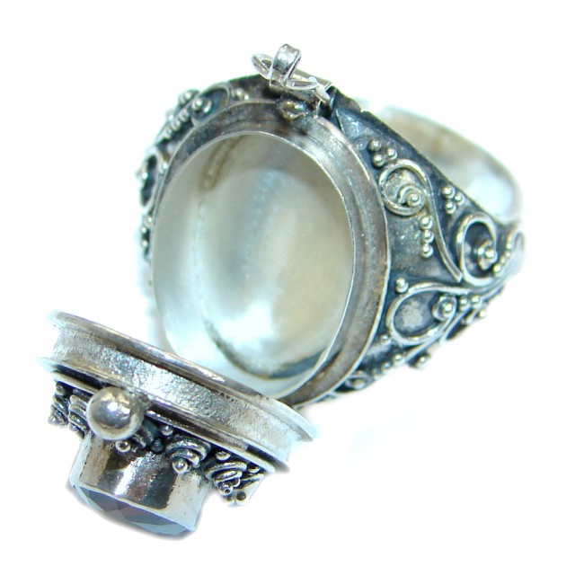 Genuine Hessonite Garnet .925 Sterling Silver handmade Poison Ring size 6