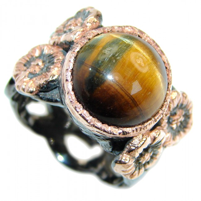 Golden Tigers Eye Rose Gold plated over .925 Sterling Silver ring s. 9