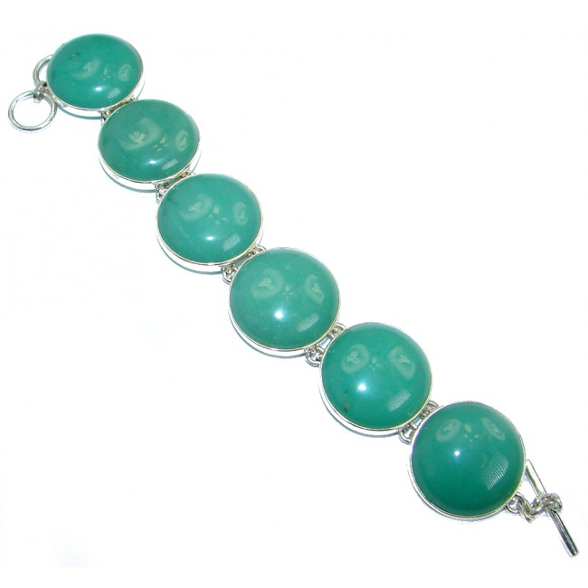 Great Protection Green Jade .925 Sterling Silver handmade Bracelet