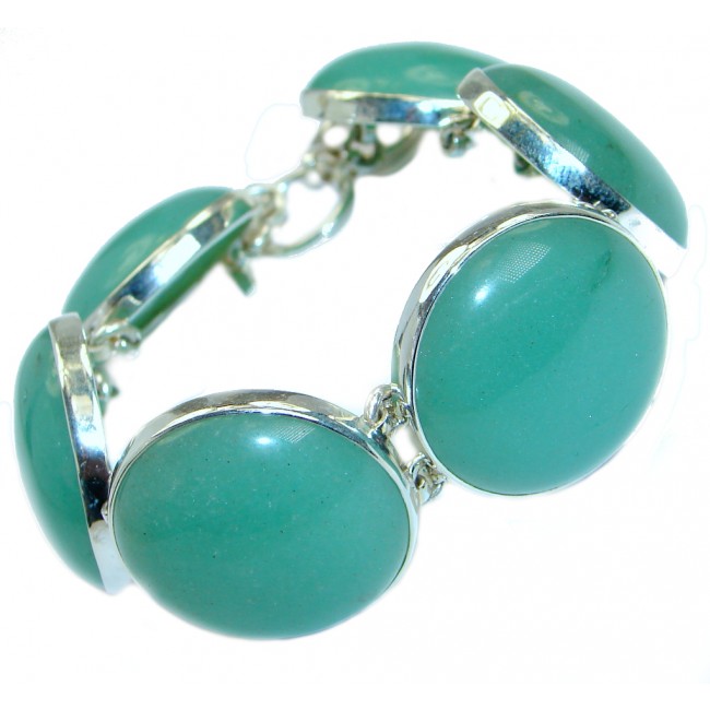 Great Protection Green Jade .925 Sterling Silver handmade Bracelet