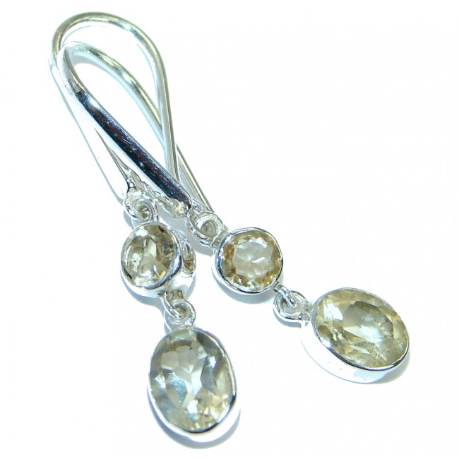 Stylish genuine Citrine Sterling Silver handmade earrings