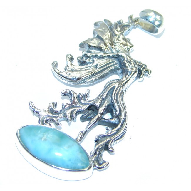 Venus Genuine Blue Larimar Handmade .925 Sterling Silver handcrafted Pendant