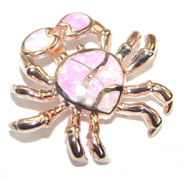 Golden Crab Japanese Fire Opal Rose Gold plated over .925 Sterling Silver handmade Pendant