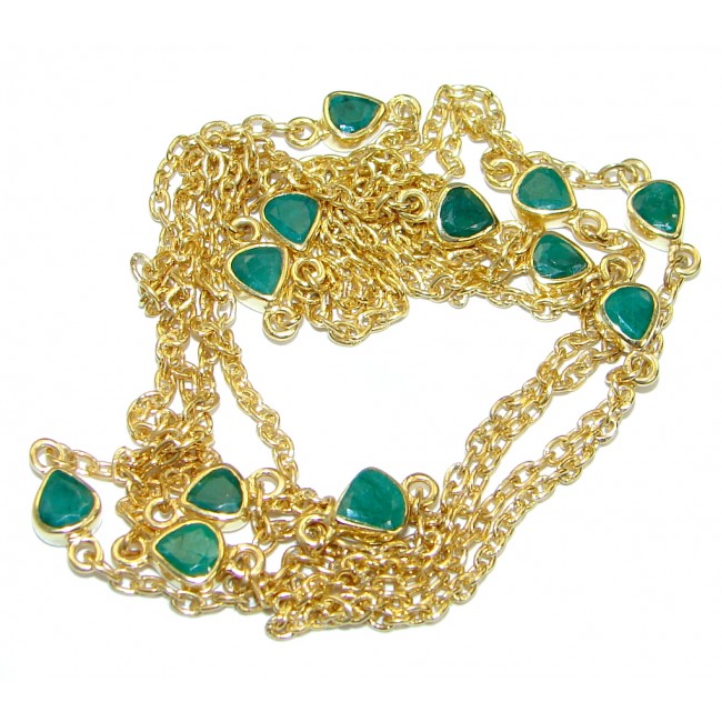 36 inches genuine Emerald Gold plated over .925 Sterling Silver handmade Necklace