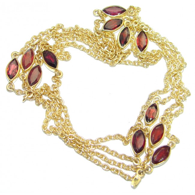36 inches genuine Garnet Gold plated over .925 Sterling Silver handmade Necklace