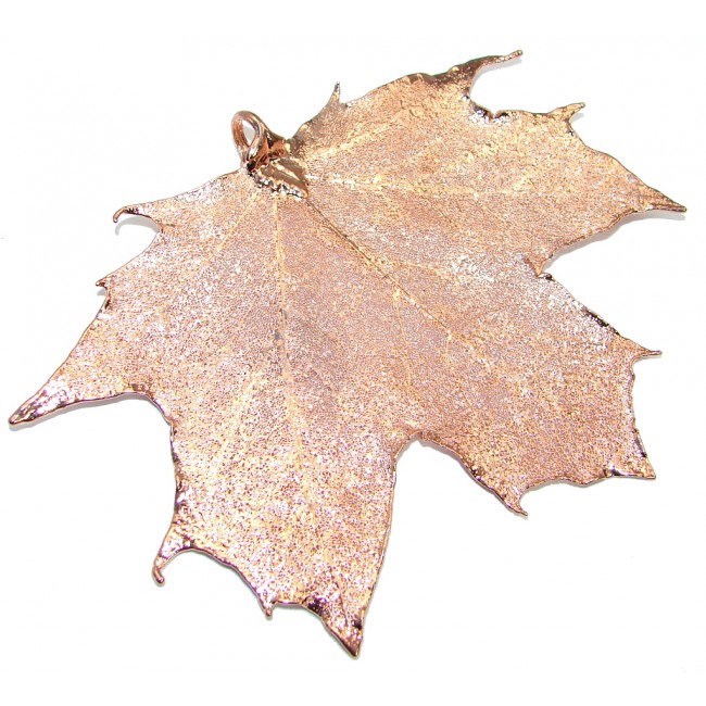 Stylish Deeped In Copper Real Leaf Sterling Silver Pendant