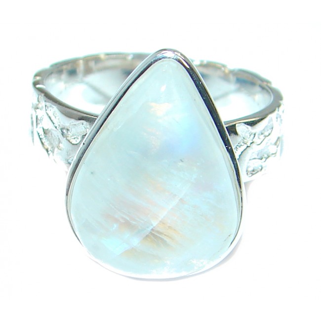 Simle Style Perfect Moonstone .925 Sterling Silver handmade Ring s. 8 1/4