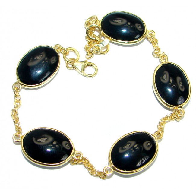 Flawless natural Onyx Gold over .925 Sterling Silver Bracelet