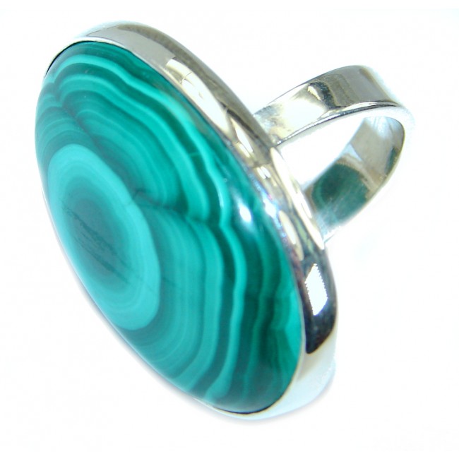 Natural AAA quality Malachite Sterling Silver handcrafted ring size 6 3/4
