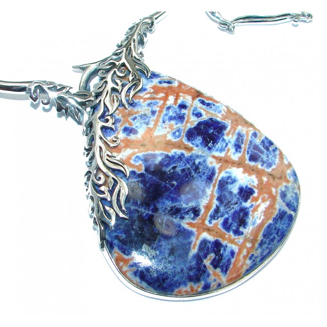Incredible Fabulous genuine Sodalite .925 Sterling Silver handmade necklace