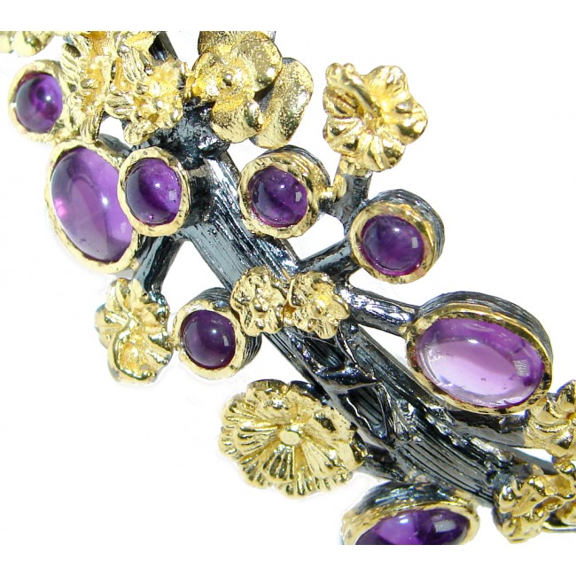 Real Treasure Genuine Amethyst Gold plated over .925 Sterling Silver Bracelet / Cuff