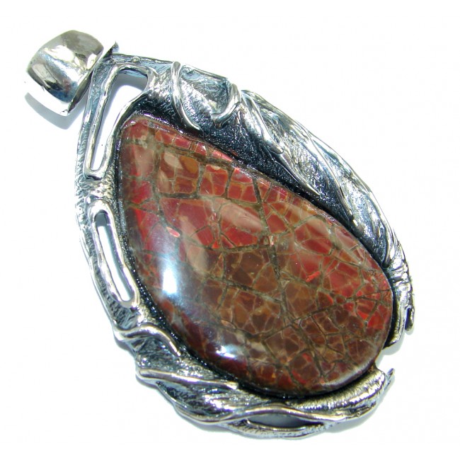One of the kind Authentic Beauty Canadian Ammolite .925 Sterling Silver handmade Pendant