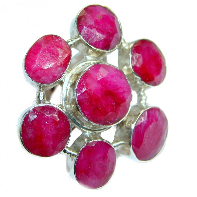 Large Ruby .925 Sterling Silver ring; s. 10 1/4
