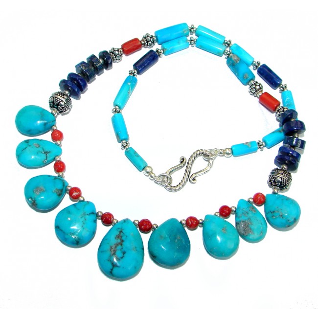 American Spirit Natural Beauty Turquoise Sterling Silver handmade Necklace