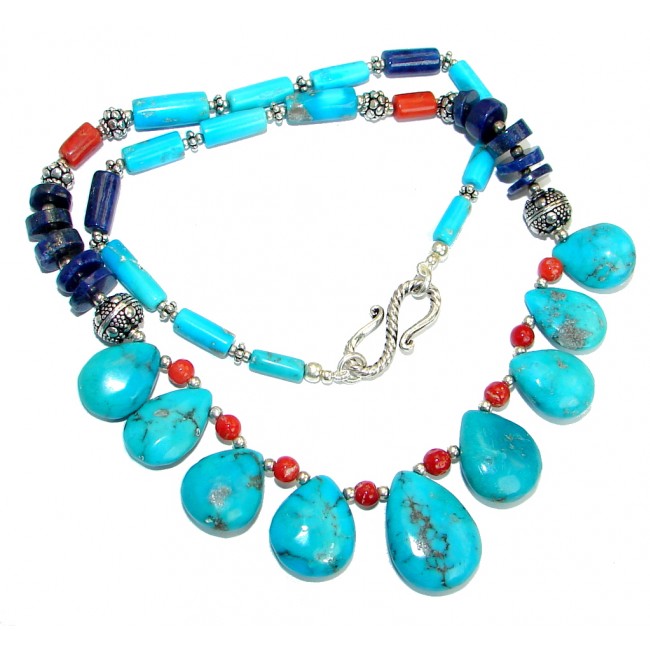 American Spirit Natural Beauty Turquoise Sterling Silver handmade Necklace