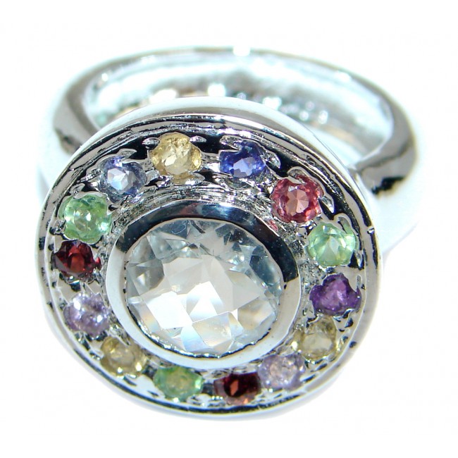 White Cubic Zirconia .925 Sterling Silver handmade Ring s. 8