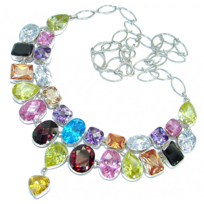 Chunky Beauty Cubic Zirconia .925 Sterling Silver handcrafted necklace