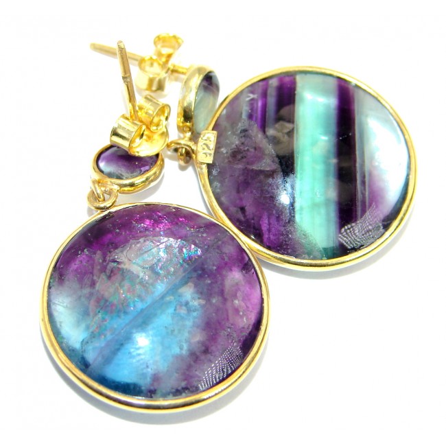 Genuine Purple Fluorite 18 ct. Gold Plated over .925 Sterling Silver stud earrings