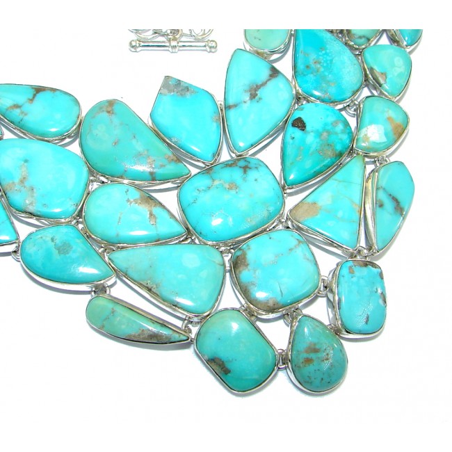 Huge Gallery Masterpiece Blue genuine Carrico Lake Turquoise .925 Sterling Silver necklace