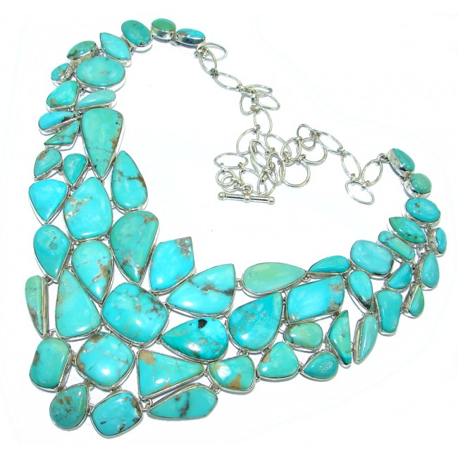 Huge Gallery Masterpiece Blue genuine Carrico Lake Turquoise .925 Sterling Silver necklace