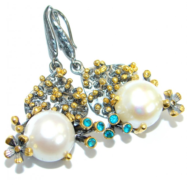 Classic Pearl London Blue Topaz Gold over .925 Sterling Silver earrings