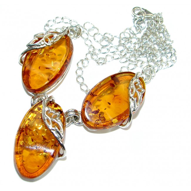 Honey Baltic Polish Amber .925 Sterling Silver handmade necklace