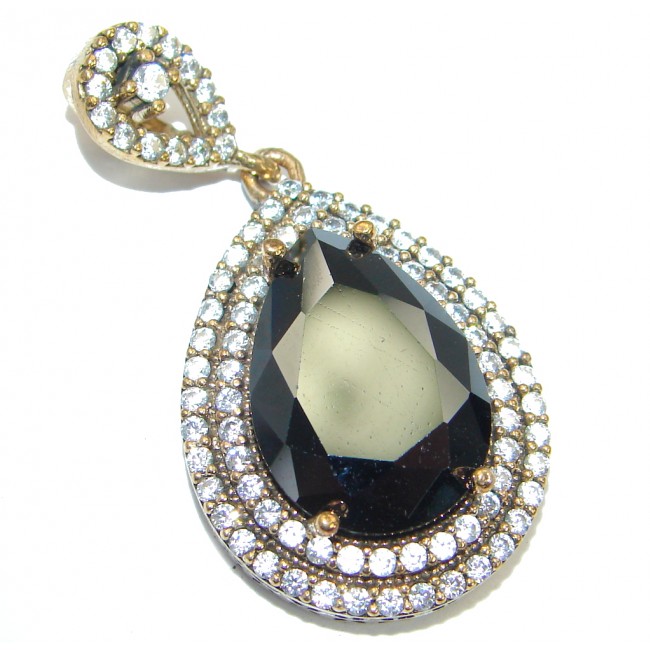 Victorian Vintage Style Onyx Two tones .925 Sterling Silver Pendant