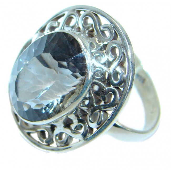 Energazing Swiss Blue Topaz Sterling Silver handmade Poison Ring size 9 3/4