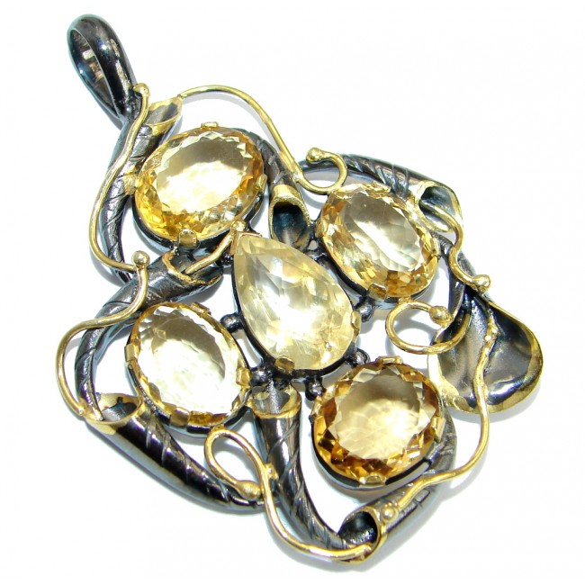 Magic Genuine Citrine 18ct Gold over .925 Sterling Silver handcrafted pendant