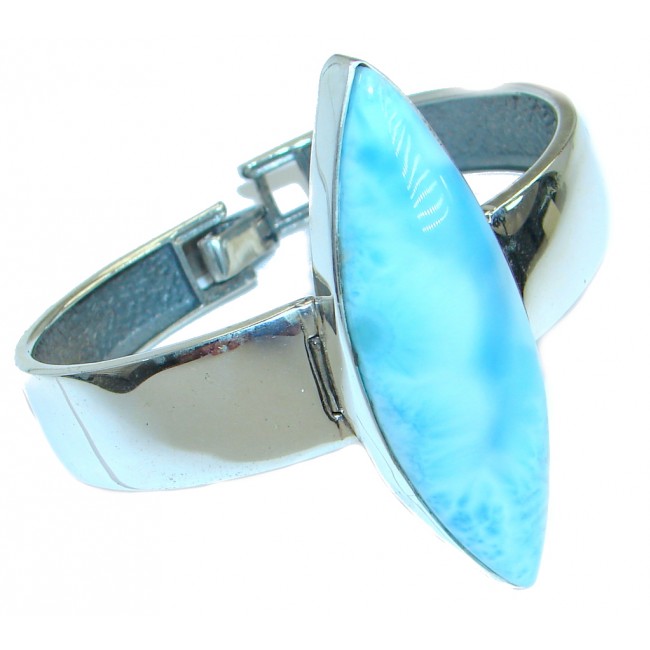 Great Top quality Blue Larimar Oxidized highly polished .925 Sterling Silver handmade Bracelet / Cuff