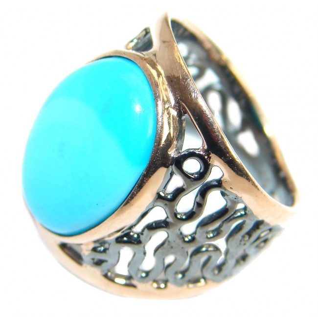 Sleeping Beauty Turquoise Gold over .925 Sterling Silver Ring size 6 3/4