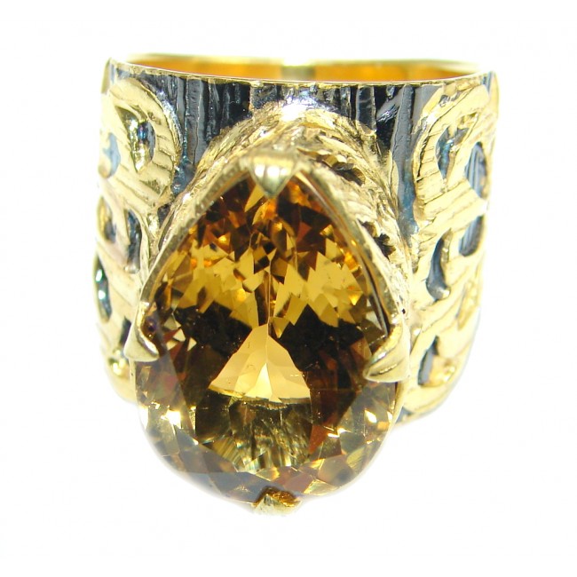 Energazing Citrine Gold over .925 Sterling Silver Cocktail Ring size 7 1/4