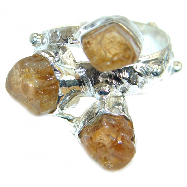 Artisan Rough Citrine .925 Sterling Silver Ring s. 7