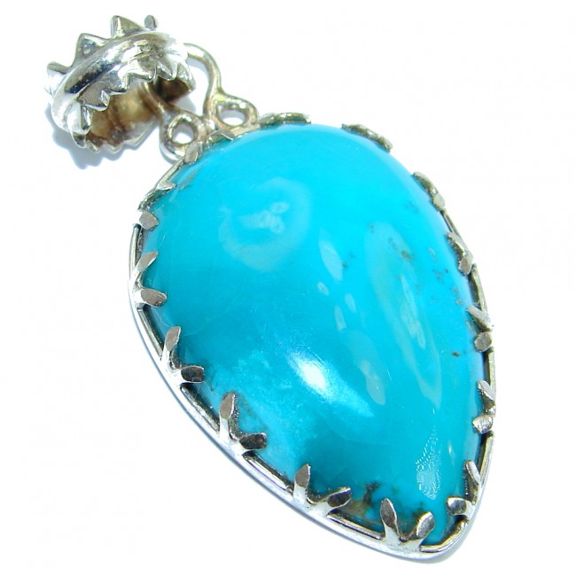 Simple Style Blue Turquoise .925 Sterling Silver Pendant
