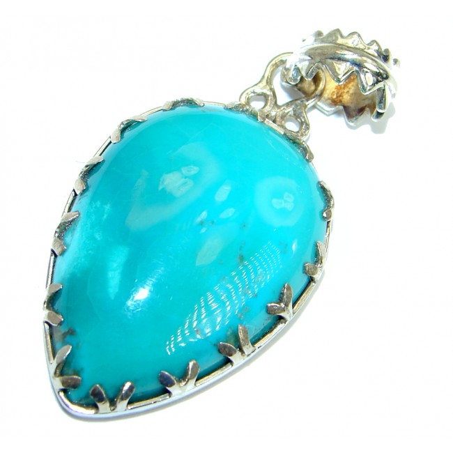 Simple Style Blue Turquoise .925 Sterling Silver Pendant