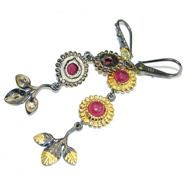 Unique natural Ruby Gold over .925 Sterling Silver handmade earrings