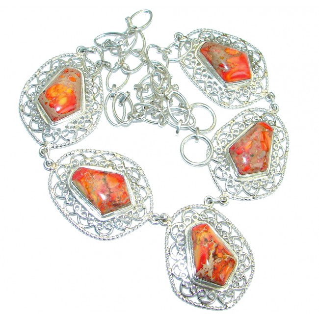 Stella Orange Sea Sediment Jasper .925 Sterling Silver handmade necklace