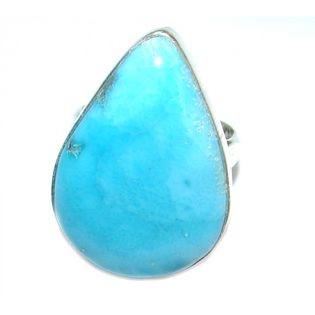 Genuine Larimar .925 Sterling Silver handcrafted Ring s. 7 1/4